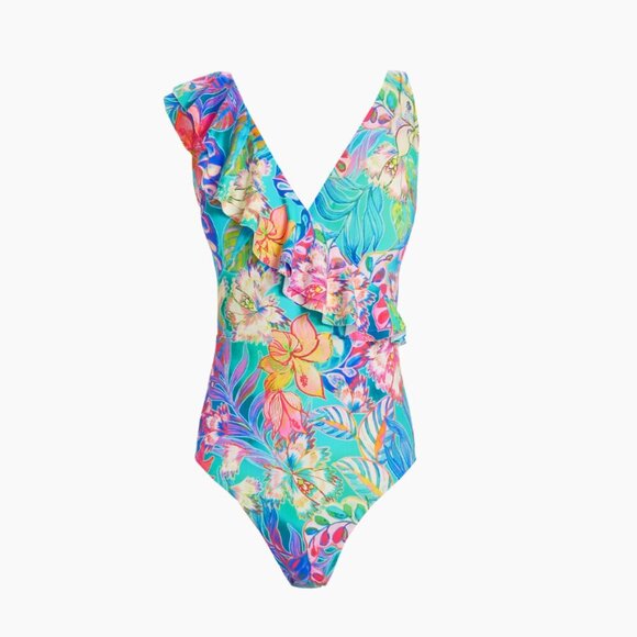 Johnny Was Helena Ruffle Wrap One Piece Floral Print Swimsuit M $228 - Picture 5 of 5